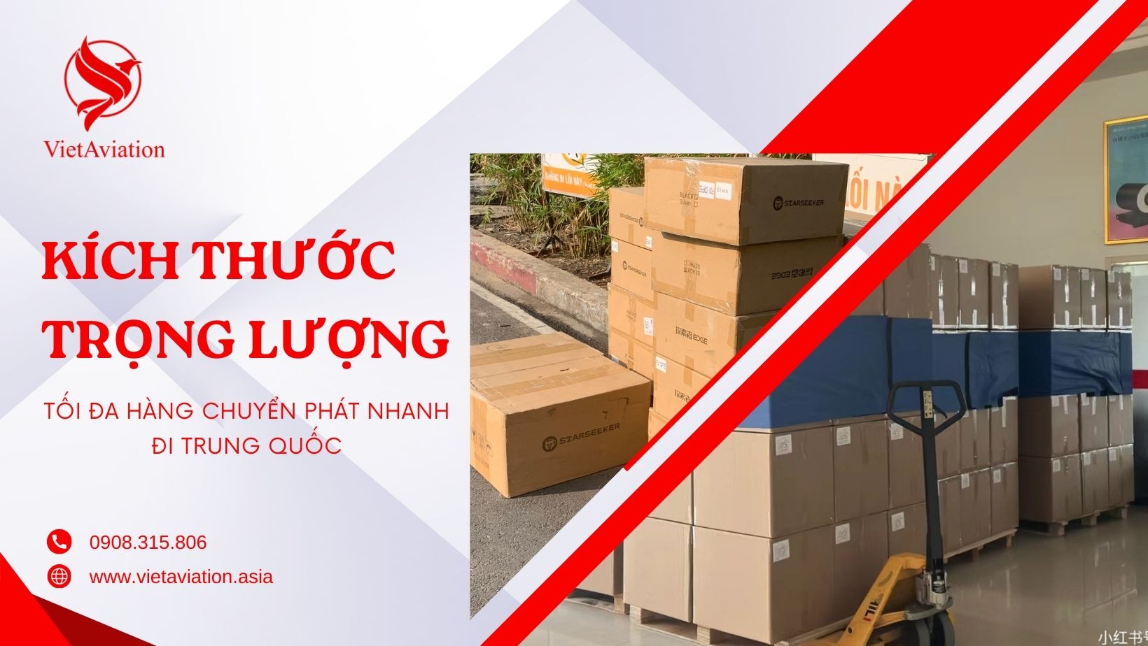 Kích thước - Trọng lượng tối đa hàng chuyển phát nhanh đi Trung Quốc